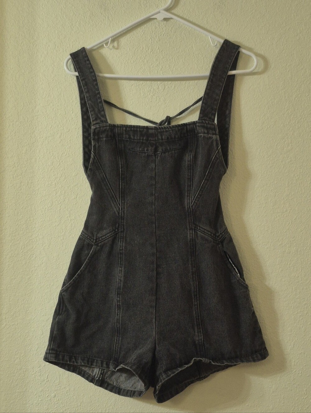 Blue Blush Black Denim Short Romper